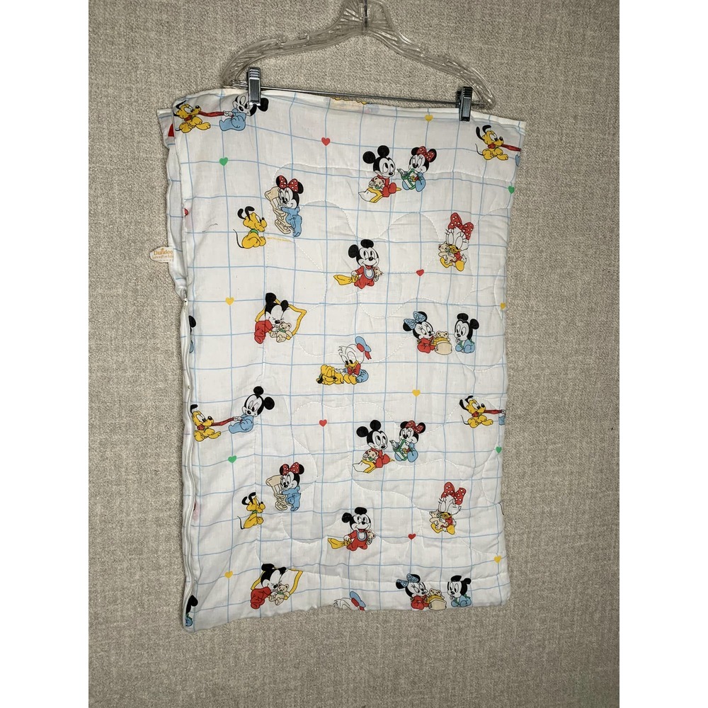 Disney Baby Sleeping Bag Mickey Minnie Daisy Donald Dundee Vintage Zip White